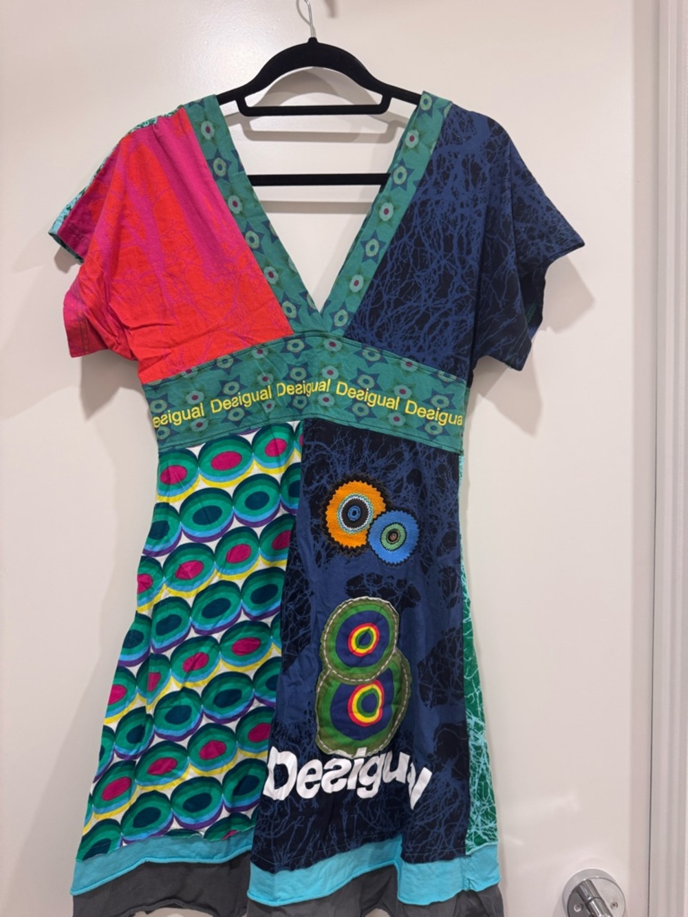 2/$100 Desigual flattering double  V-Neck Patchwork Dress from Desigual Spain